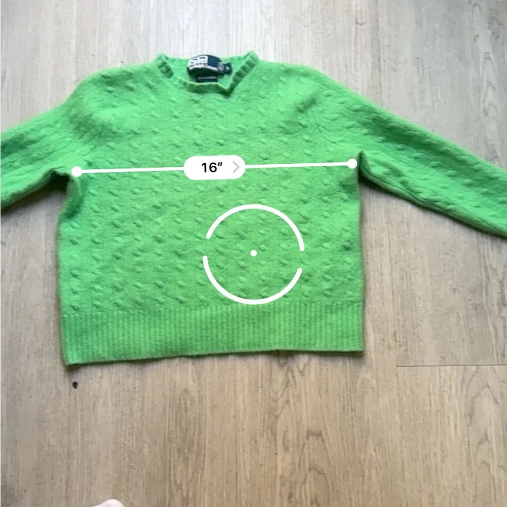Polo Ralph Lauren Vibrant 100% Cashmere Green Crew Neck Sweater